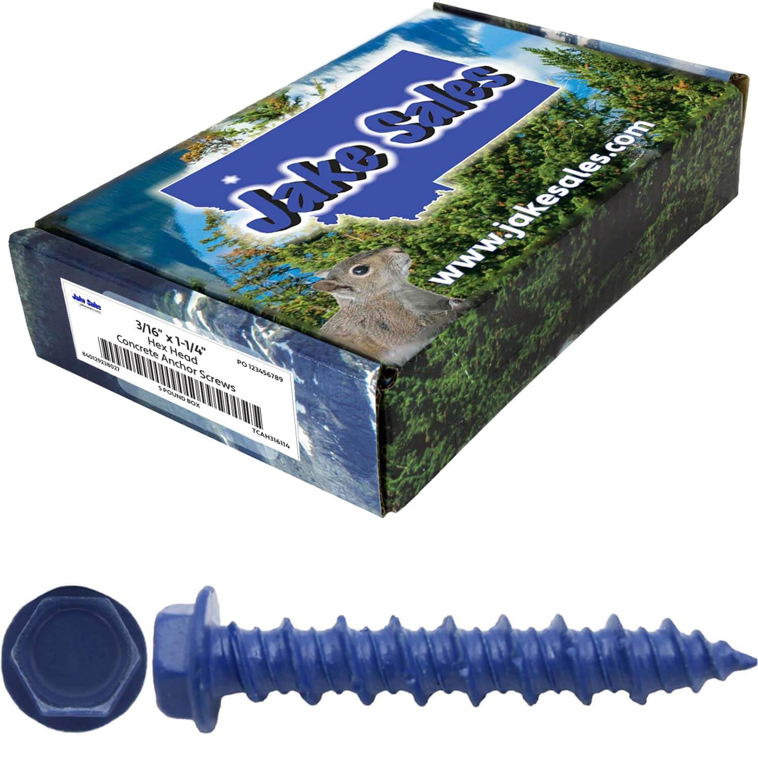 Blue Carbon Steel Hex Head Concrete Anchor Screws. Carbon Steel Hardened - Interior & Exterior Coated Rust and Corrosion Resistant Screws - Image 15