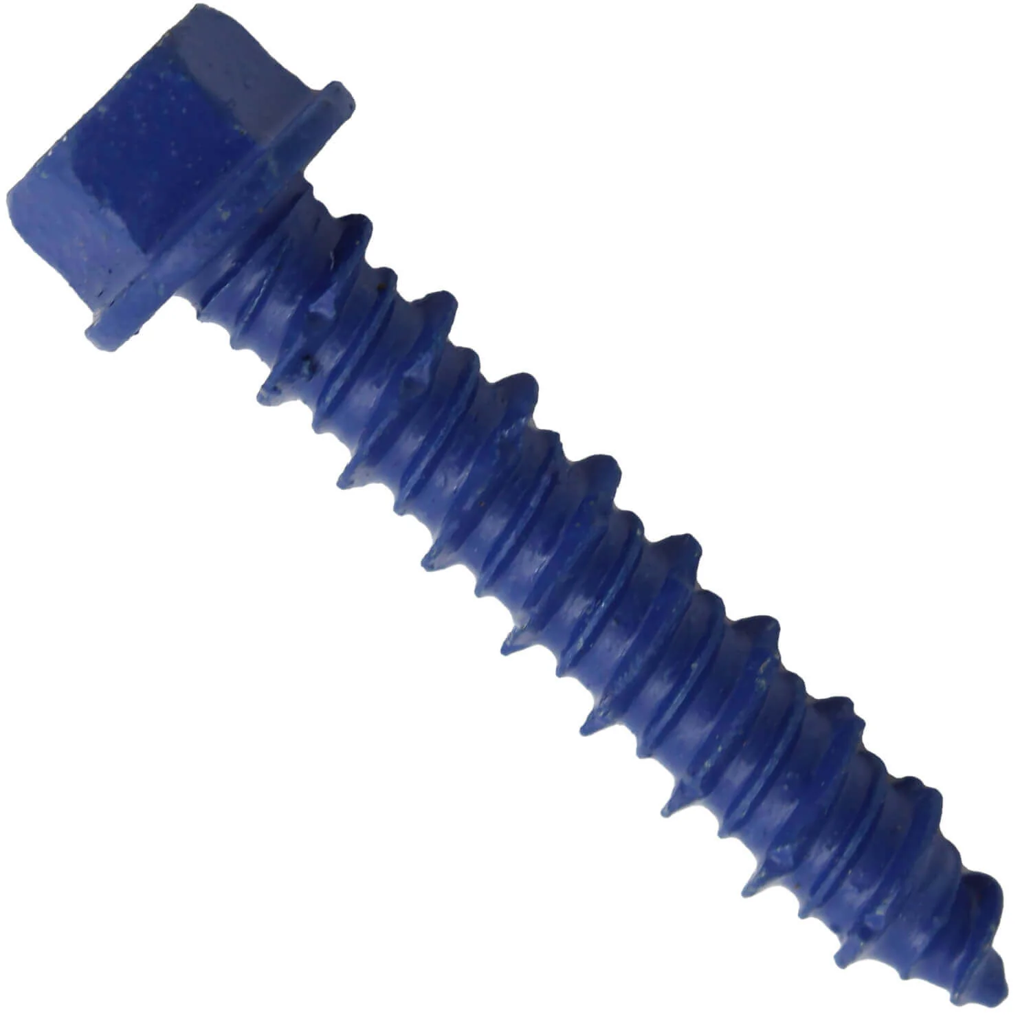 Blue Carbon Steel Hex Head Concrete Anchor Screws. Carbon Steel Hardened - Interior & Exterior Coated Rust and Corrosion Resistant Screws - Image 3