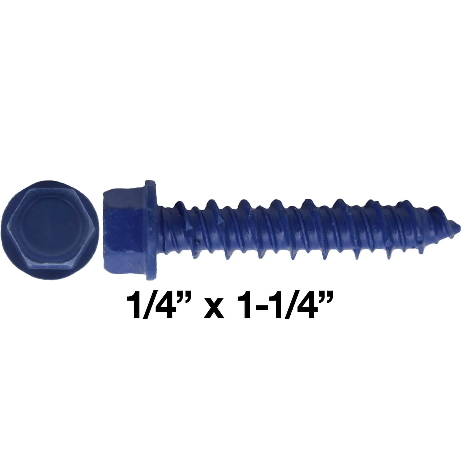 Blue Carbon Steel Hex Head Concrete Anchor Screws. Carbon Steel Hardened - Interior & Exterior Coated Rust and Corrosion Resistant Screws - Image 7