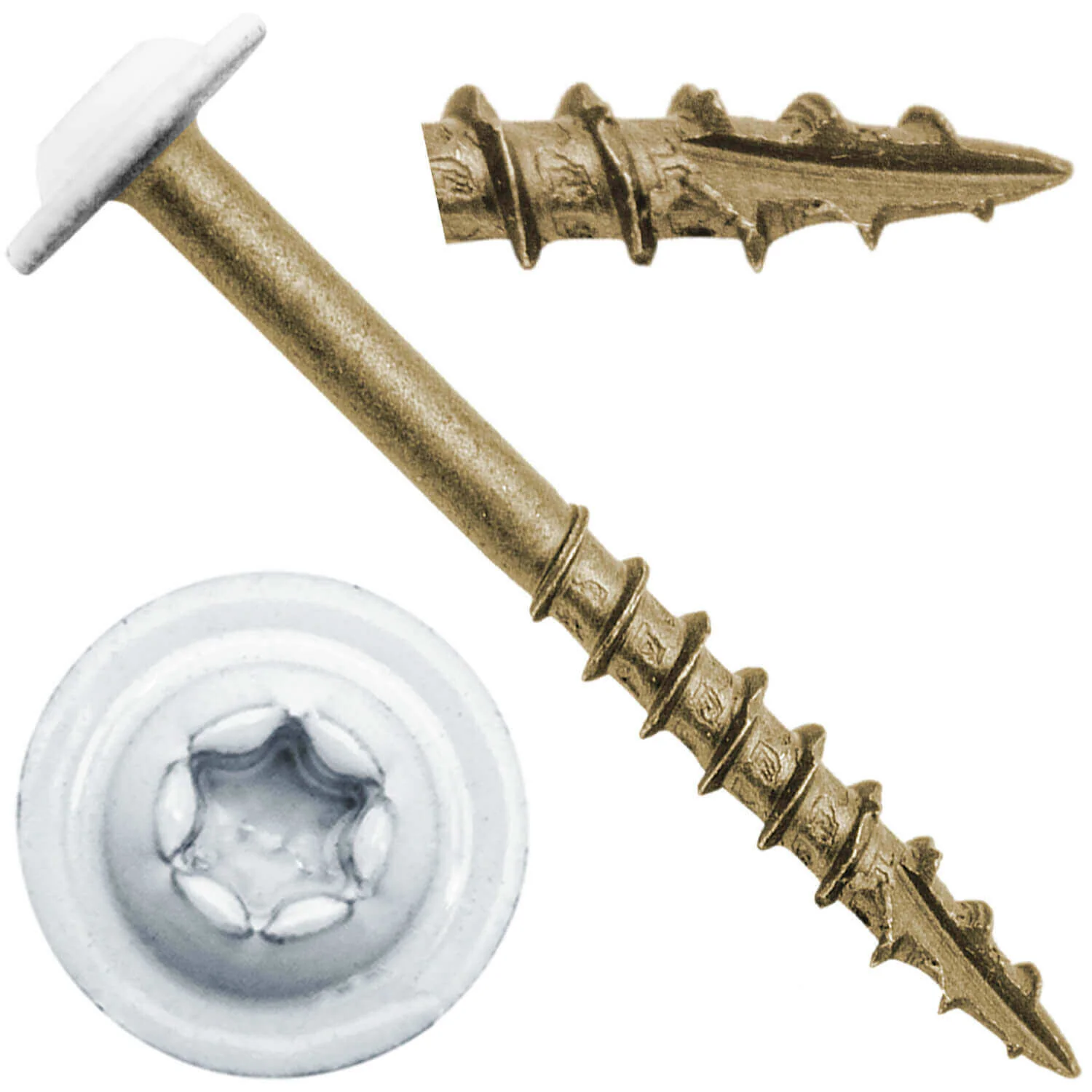 Bronze Star Exterior WHITE Coated Round Head - Cabinet Wood Screw with Torx/Star Drive Head. Multipurpose Exterior/Interior Coated Torx/Star Drive Wood Screws - Image 33