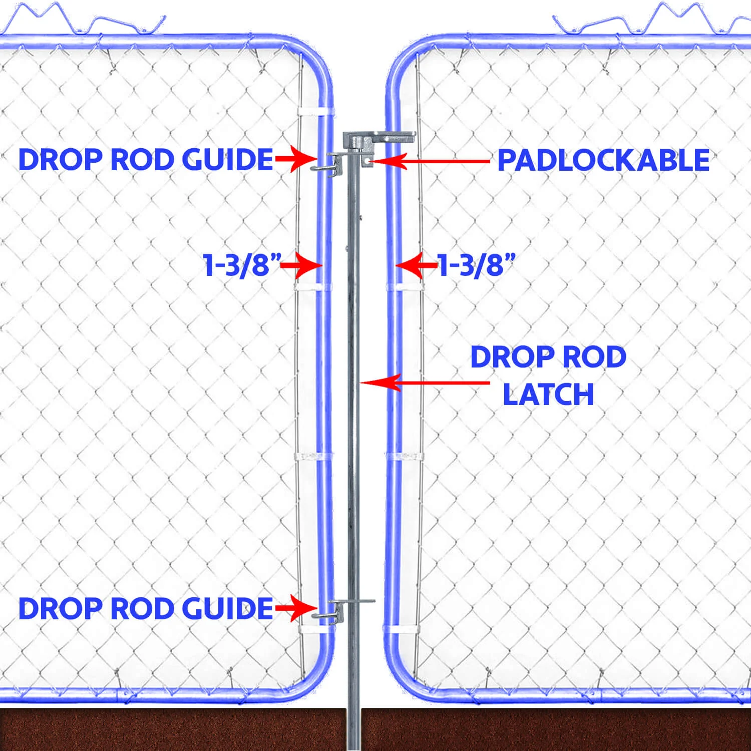 CHAIN LINK DROP ROD/PIN LATCH for 1-3/8" Frame Double Gate - Chain Link Fence. 36" Long. - Image 4
