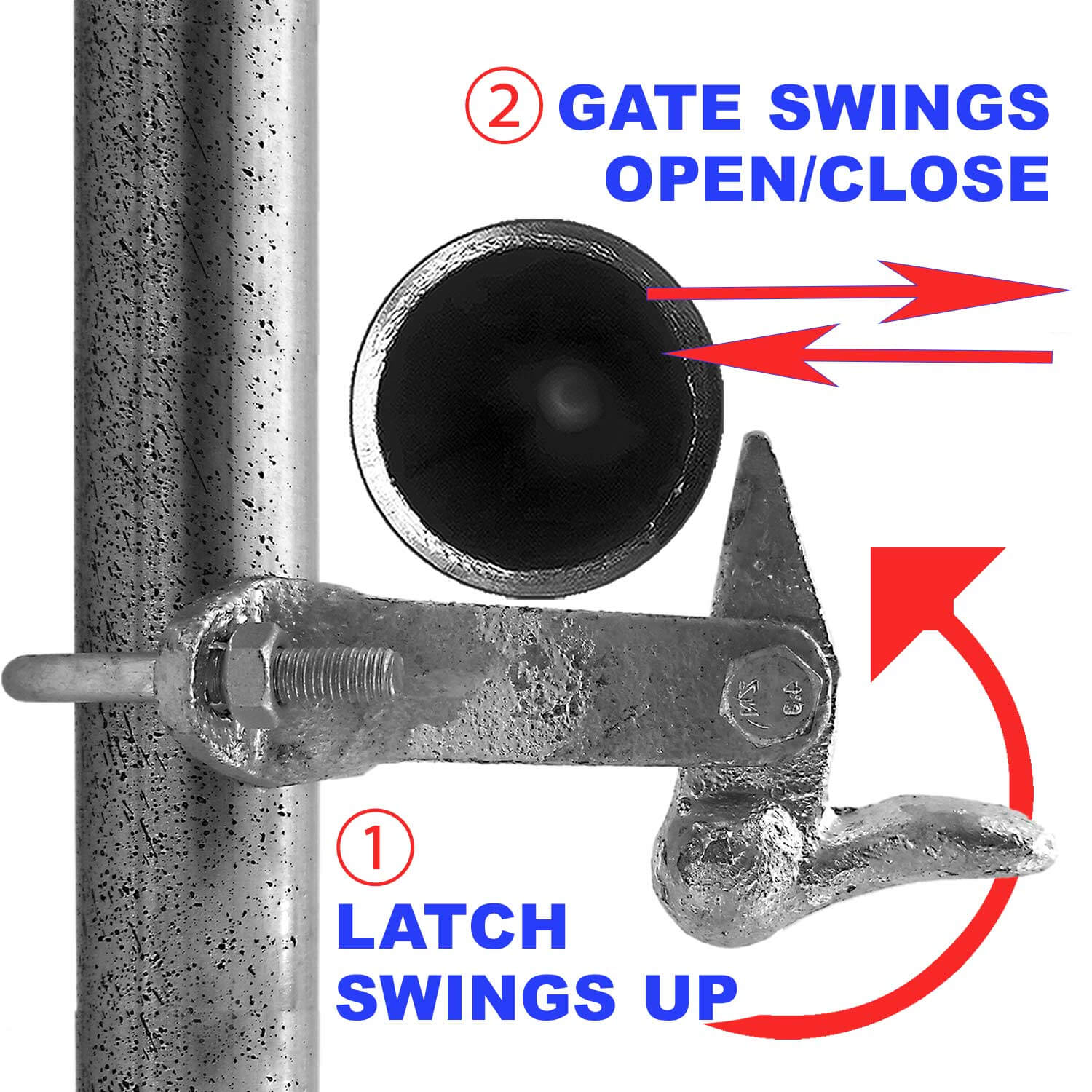 Chain Link Fence GATE HOLD BACK: "Duck Bill" Gate Holdback 1-5/8" - 2-3/8 - Image 3