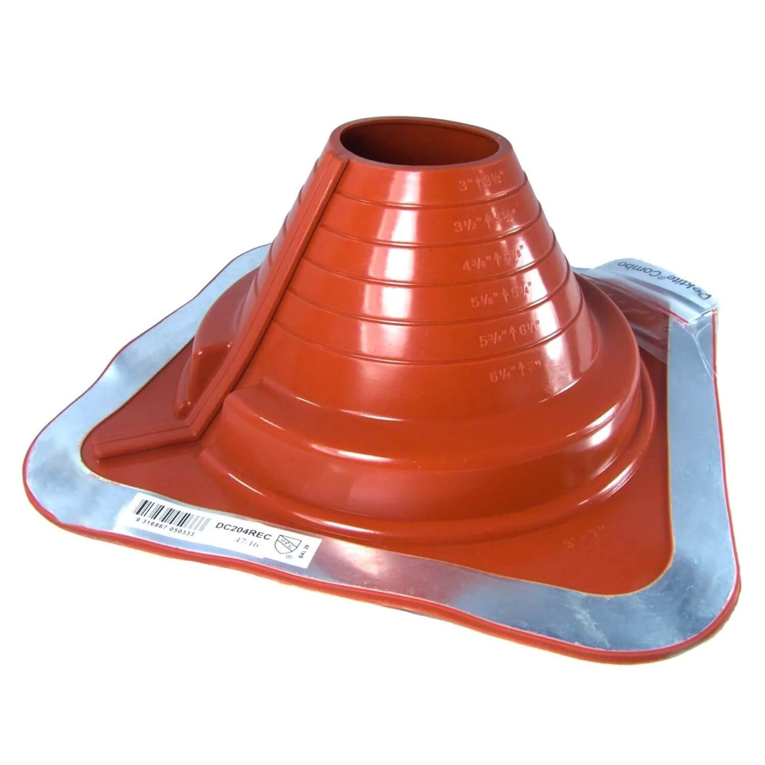 Dektite Square Base Combo Pipe Flashing Boot – Red High Temp Silicone Roof Flashing - Image 16