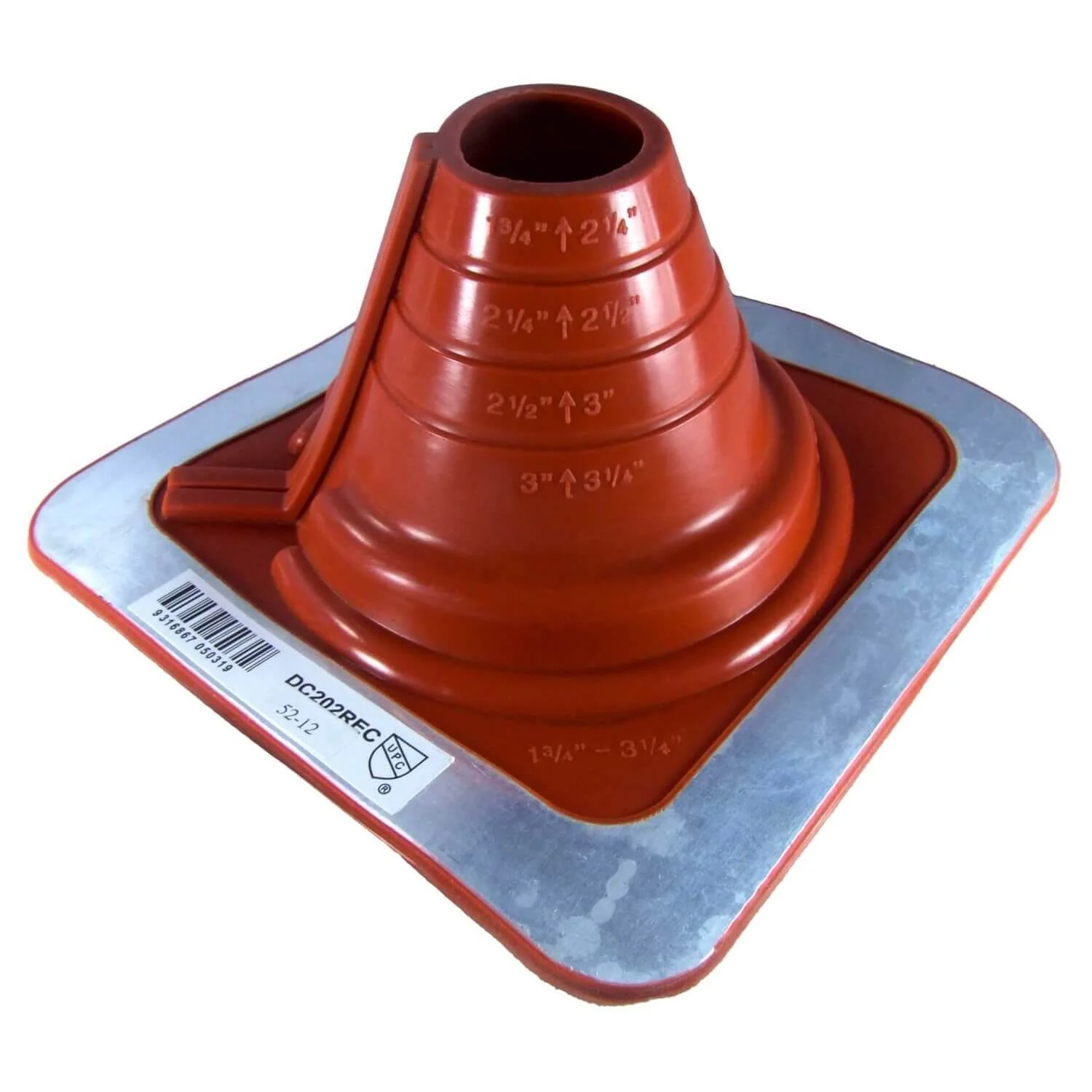 Dektite Square Base Combo Pipe Flashing Boot – Red High Temp Silicone Roof Flashing - Image 2