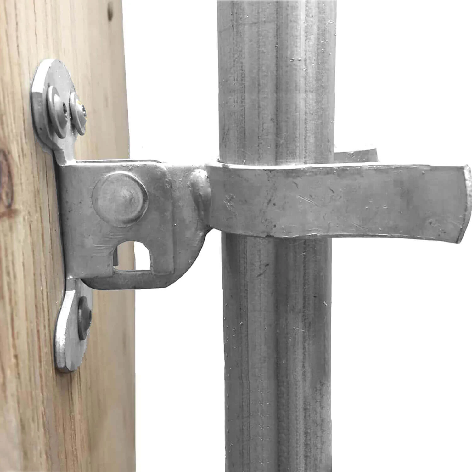 Galvanized Wall Mount (Flat Back) Fork Gate Latch -  Easily Mounts to Wooden Gate Post or Wall with Screws or Lag Bolts - Image 5