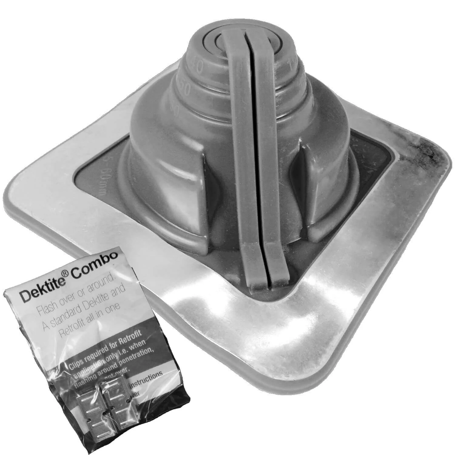 GRAY DEKTITE SQUARE BASE COMBO PIPE FLASHING BOOT:  EPDM Square Base Flexible Pipe Flashing Dektite - Image 12