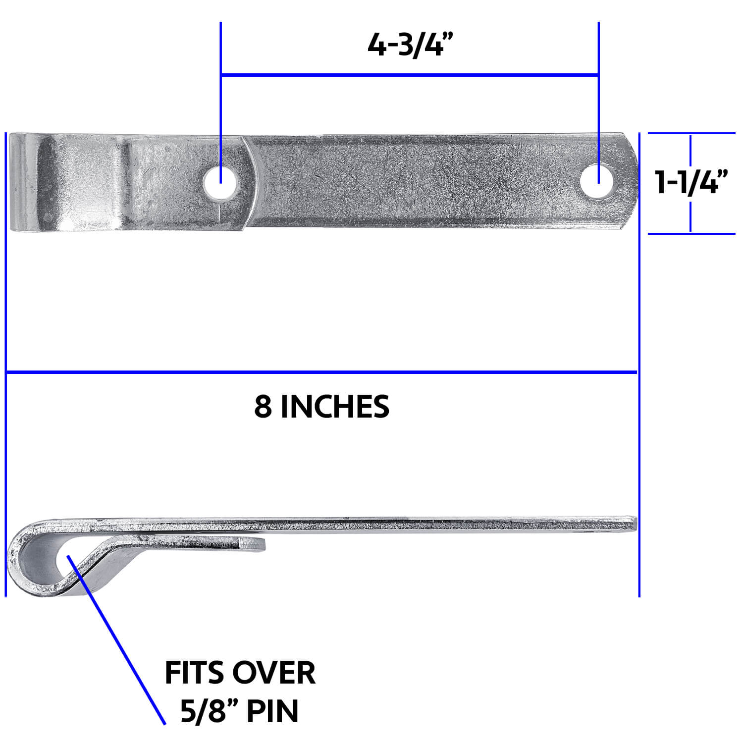 Heavy Duty Wood Gate Strap Hinges - Galvanized Steel with 5/8" Inch Mounting Pin for Lag Screw or J-Bolt Post Hinge - Image 4