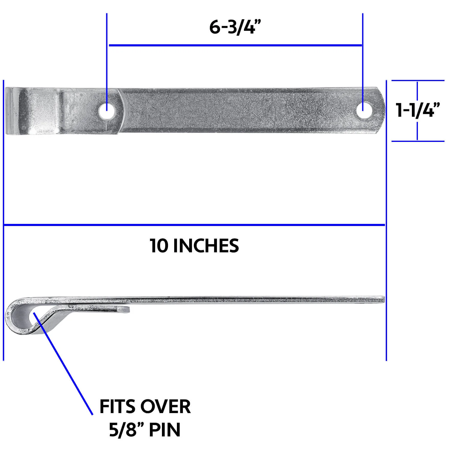 Heavy Duty Wood Gate Strap Hinges - Galvanized Steel with 5/8" Inch Mounting Pin for Lag Screw or J-Bolt Post Hinge - Image 5
