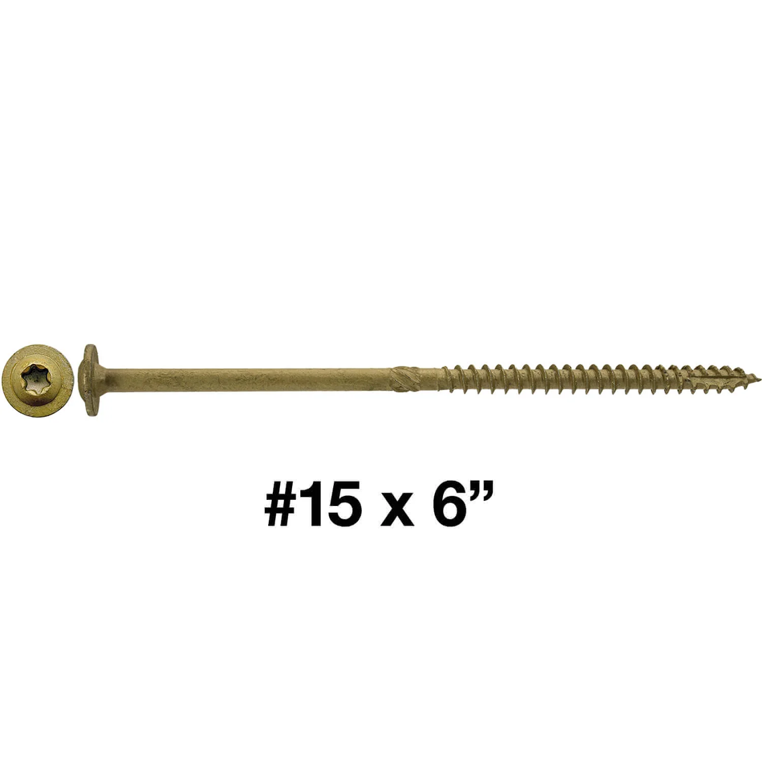 Jake Sales #15 x 6" Construction Lag Screw - Torx/Star Drive Heavy Duty Structural Lag Screw - ACQ Compatible - Modified Truss Washer Head. (OVERSTOCK) - Image 3