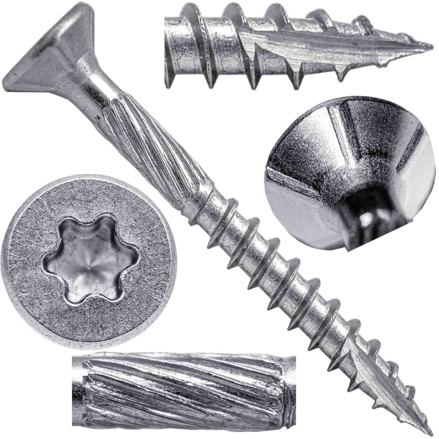 Jake Sales #9 x 1-5/8" Silver Star Stainless Steel Wood Screw Torx/Star Drive Head - Grade 300 Series Stainless Steel Torx/Star Drive Wood Screws - FULL BOX ~4,000 (OVERSTOCK) - Image 7
