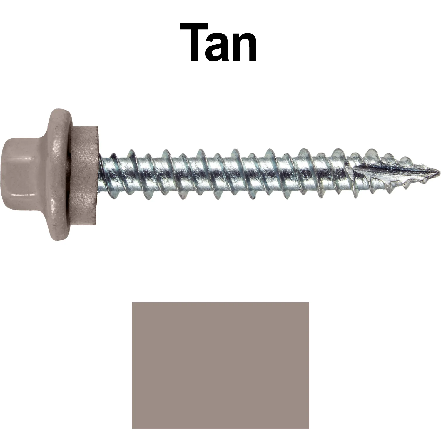 10 x 1-1/2" - STAINLESS HEX / ZINC Sheet Metal Roof Screw. Self starting metal to wood siding screws. EPDM washer. Colored head. - Image 115