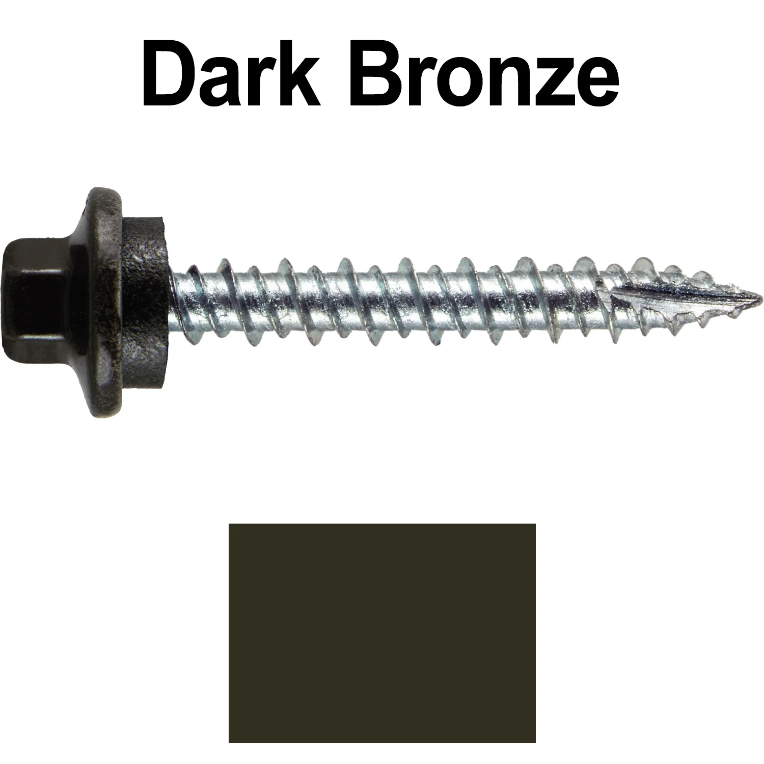 10 x 1-1/2" - STAINLESS HEX / ZINC Sheet Metal Roof Screw. Self starting metal to wood siding screws. EPDM washer. Colored head. - Image 21