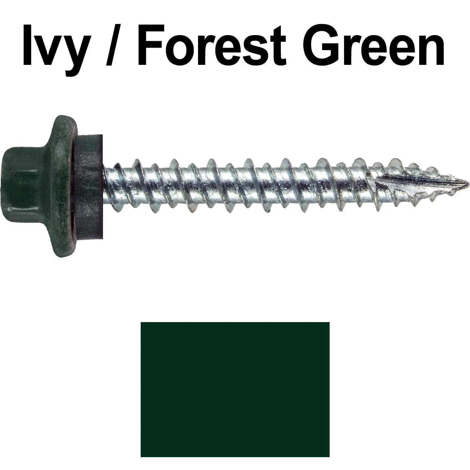 10 x 1-1/2" - STAINLESS HEX / ZINC Sheet Metal Roof Screw. Self starting metal to wood siding screws. EPDM washer. Colored head. - Image 30