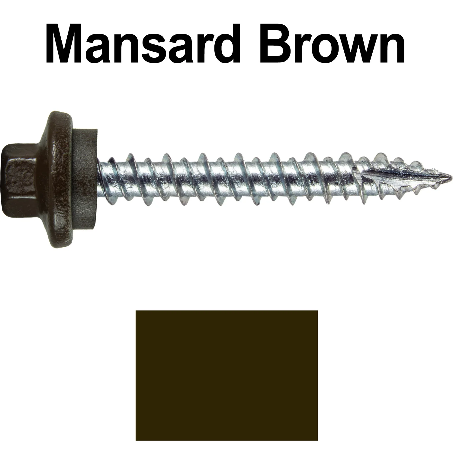 10 x 1-1/2" - STAINLESS HEX / ZINC Sheet Metal Roof Screw. Self starting metal to wood siding screws. EPDM washer. Colored head. - Image 32