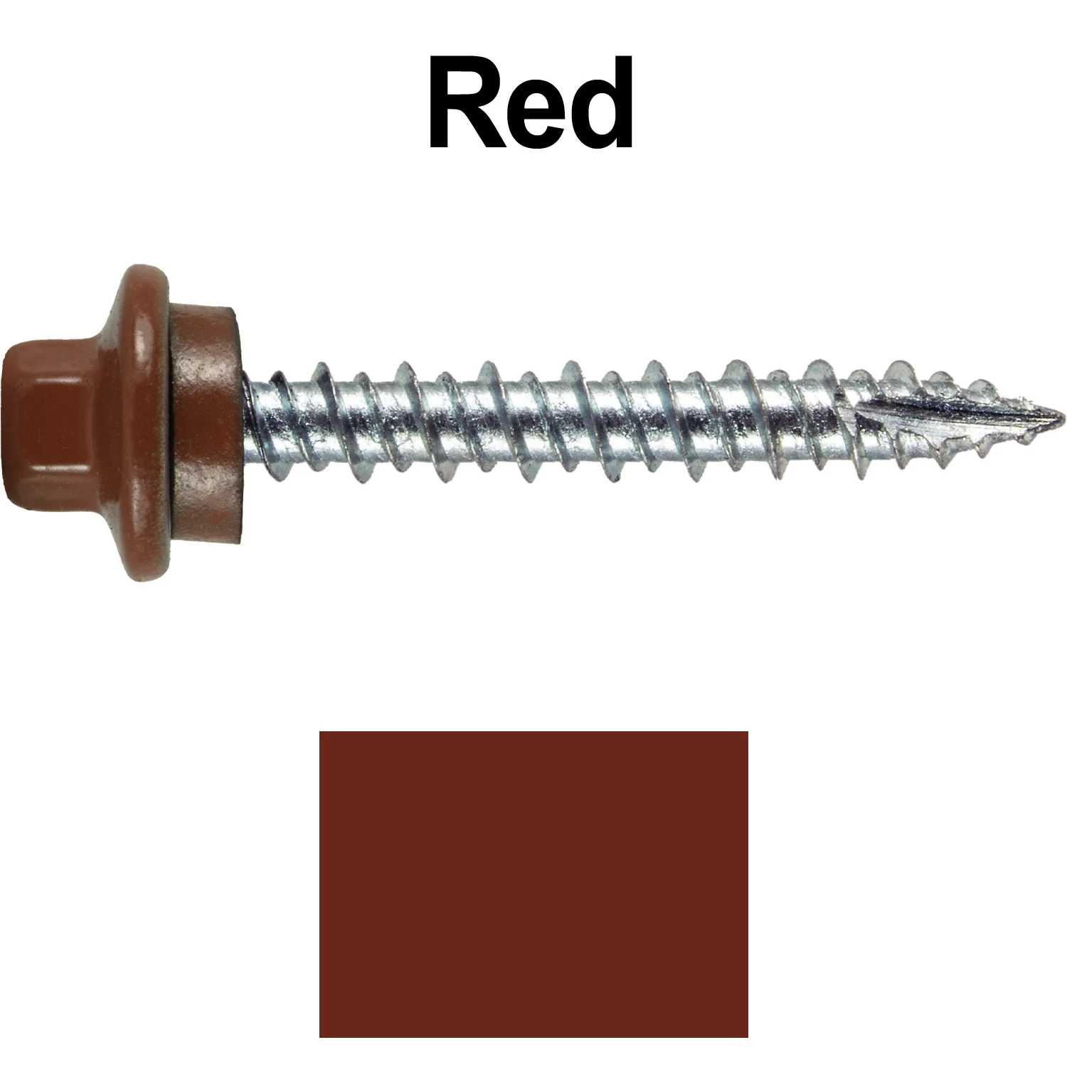 10 x 1-1/2" - STAINLESS HEX / ZINC Sheet Metal Roof Screw. Self starting metal to wood siding screws. EPDM washer. Colored head. - Image 38