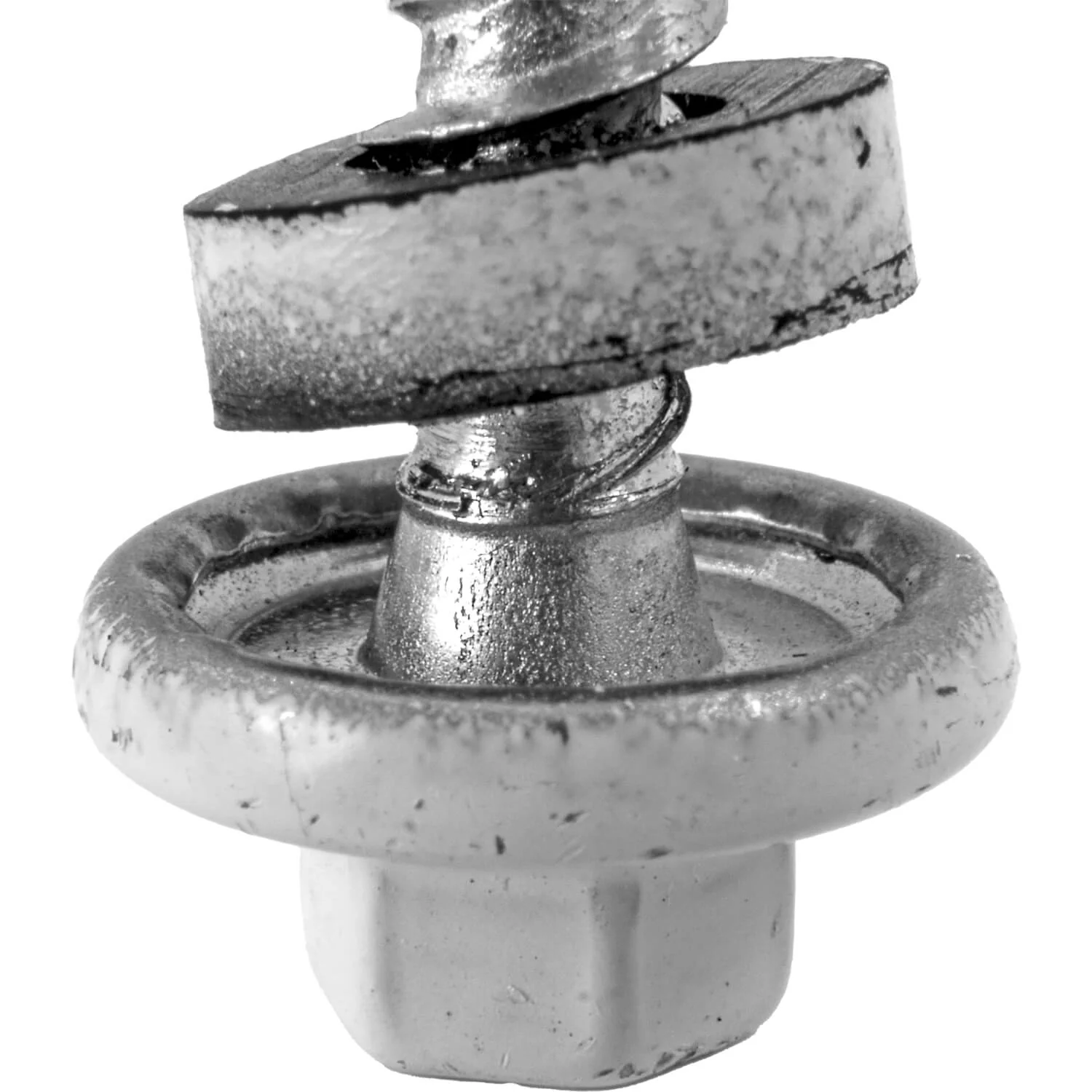 10 x 1-1/2" - STAINLESS HEX / ZINC Sheet Metal Roof Screw. Self starting metal to wood siding screws. EPDM washer. Colored head. - Image 4
