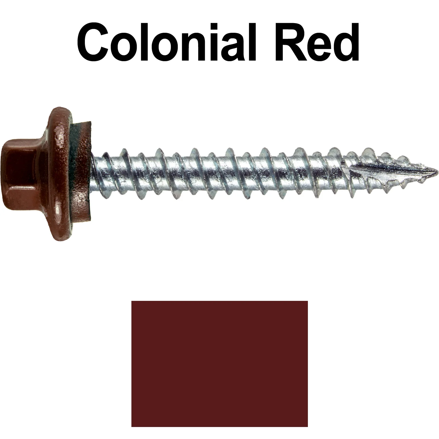 10 x 1-1/2" - STAINLESS HEX / ZINC Sheet Metal Roof Screw. Self starting metal to wood siding screws. EPDM washer. Colored head. - Image 61