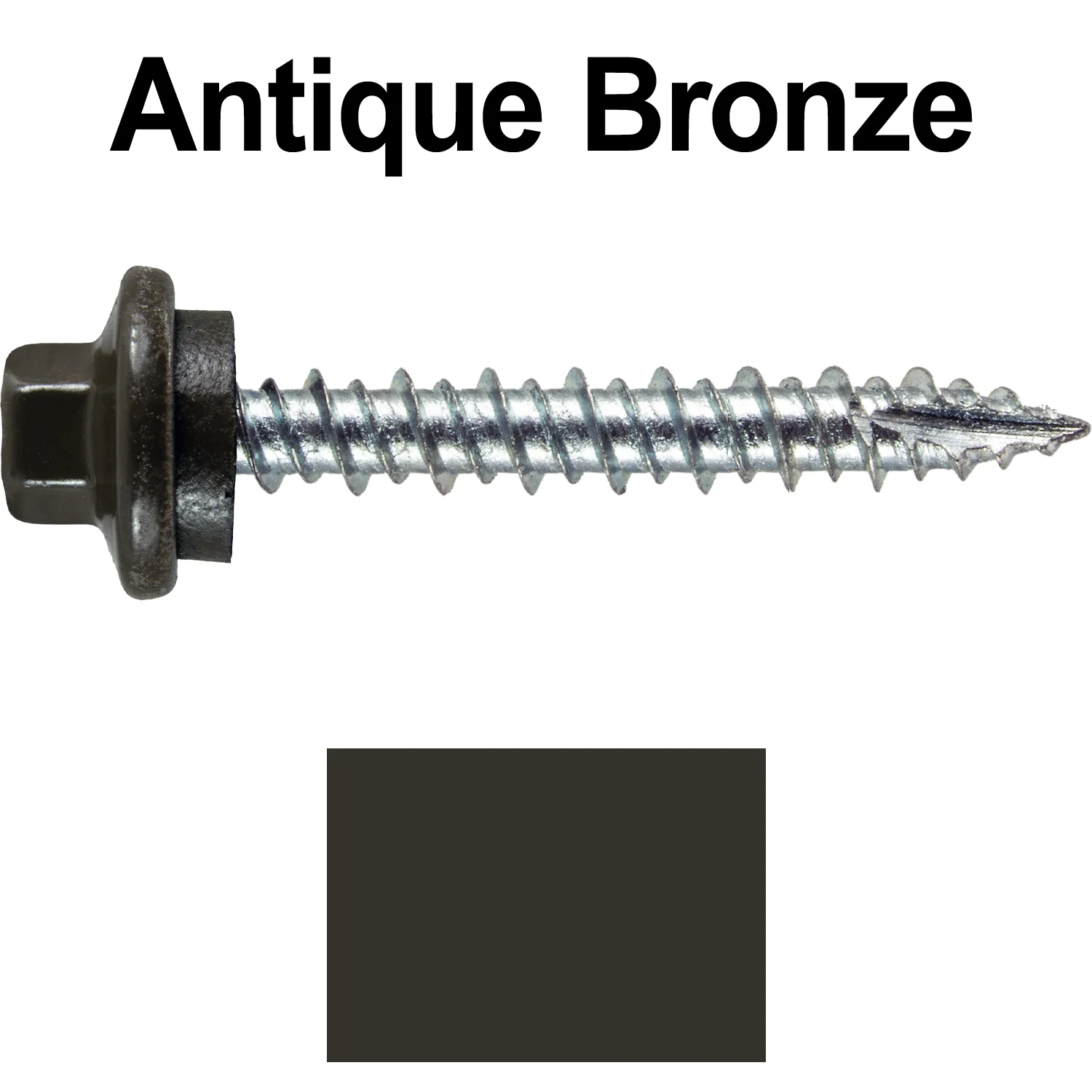 10 x 1-1/2" - STAINLESS HEX / ZINC Sheet Metal Roof Screw. Self starting metal to wood siding screws. EPDM washer. Colored head. - Image 7