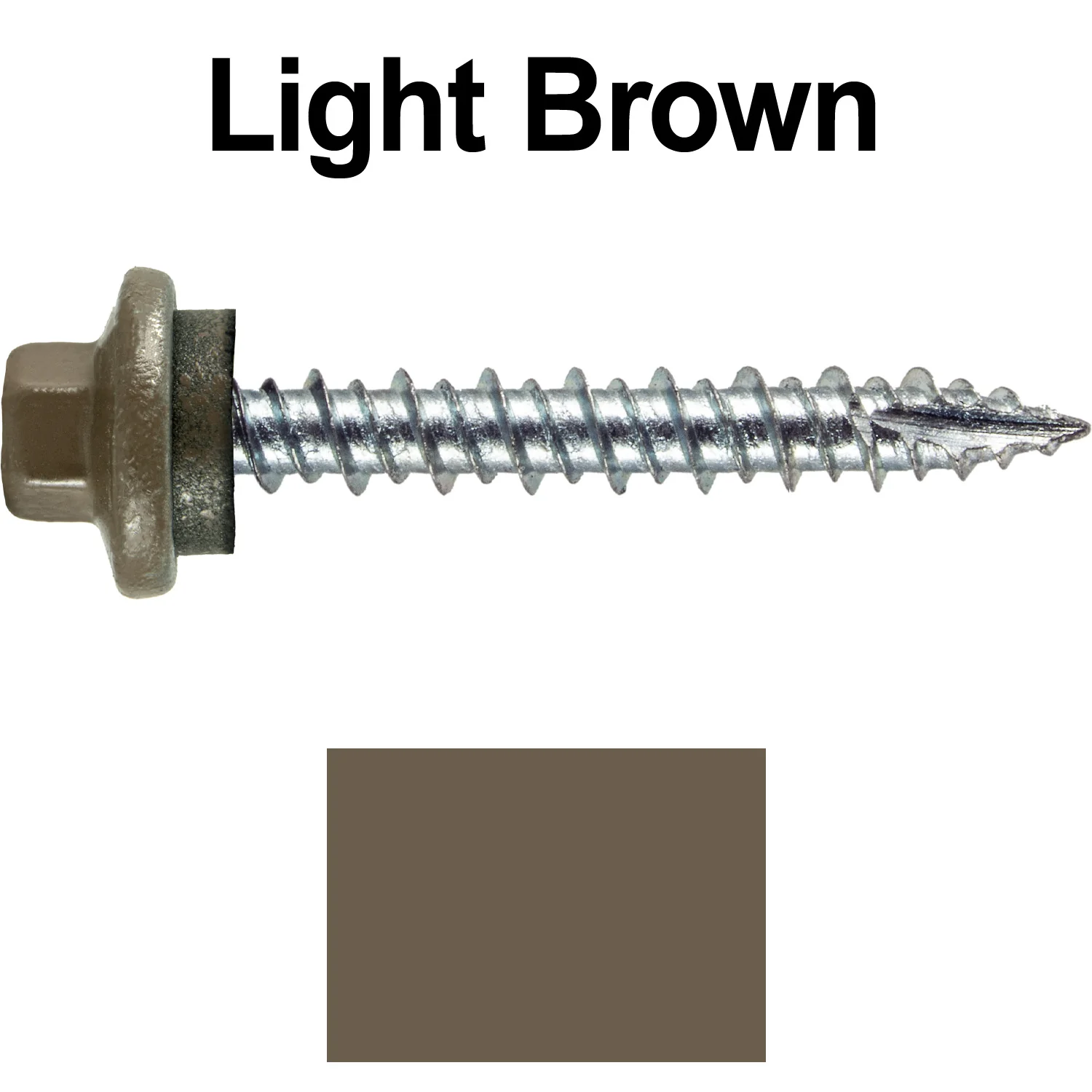 10 x 1-1/2" - STAINLESS HEX / ZINC Sheet Metal Roof Screw. Self starting metal to wood siding screws. EPDM washer. Colored head. - Image 92