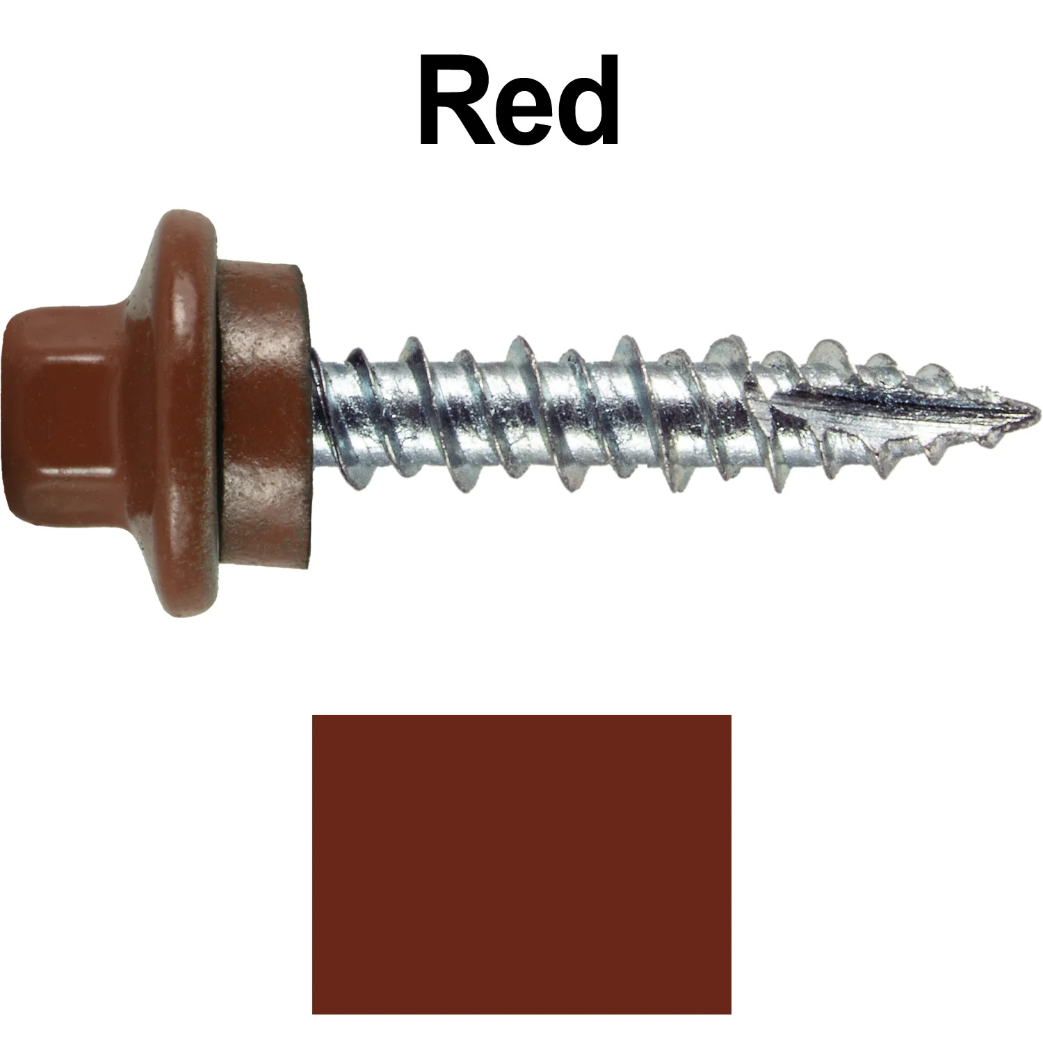 10 x 1" - STAINLESS HEX / ZINC Sheet Metal Roof Screw. Self starting metal to wood siding screws. EPDM washer. Colored head. - Image 109