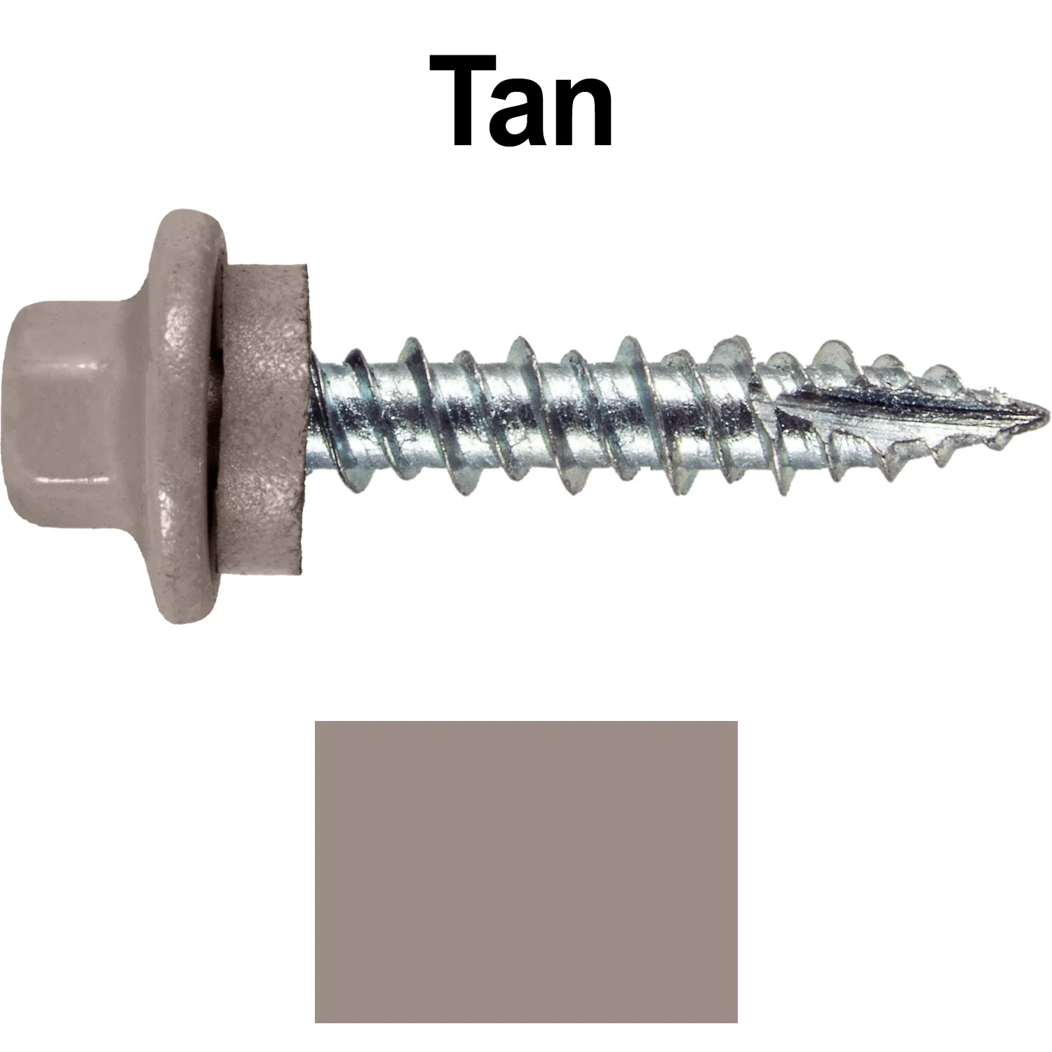 10 x 1" - STAINLESS HEX / ZINC Sheet Metal Roof Screw. Self starting metal to wood siding screws. EPDM washer. Colored head. - Image 117