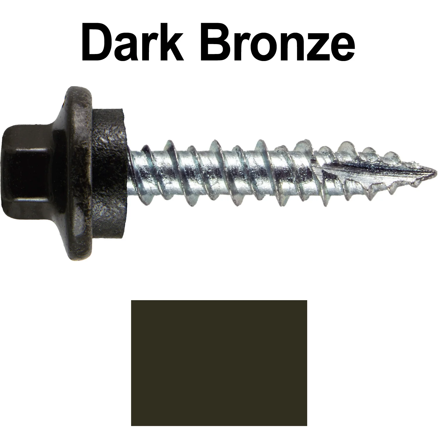 10 x 1" - STAINLESS HEX / ZINC Sheet Metal Roof Screw. Self starting metal to wood siding screws. EPDM washer. Colored head. - Image 124