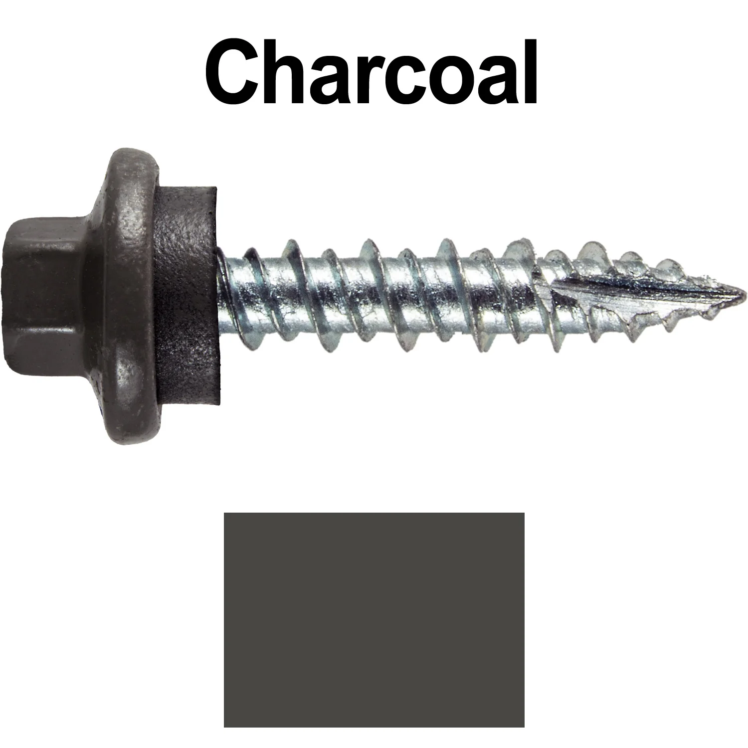 10 x 1" - STAINLESS HEX / ZINC Sheet Metal Roof Screw. Self starting metal to wood siding screws. EPDM washer. Colored head. - Image 15