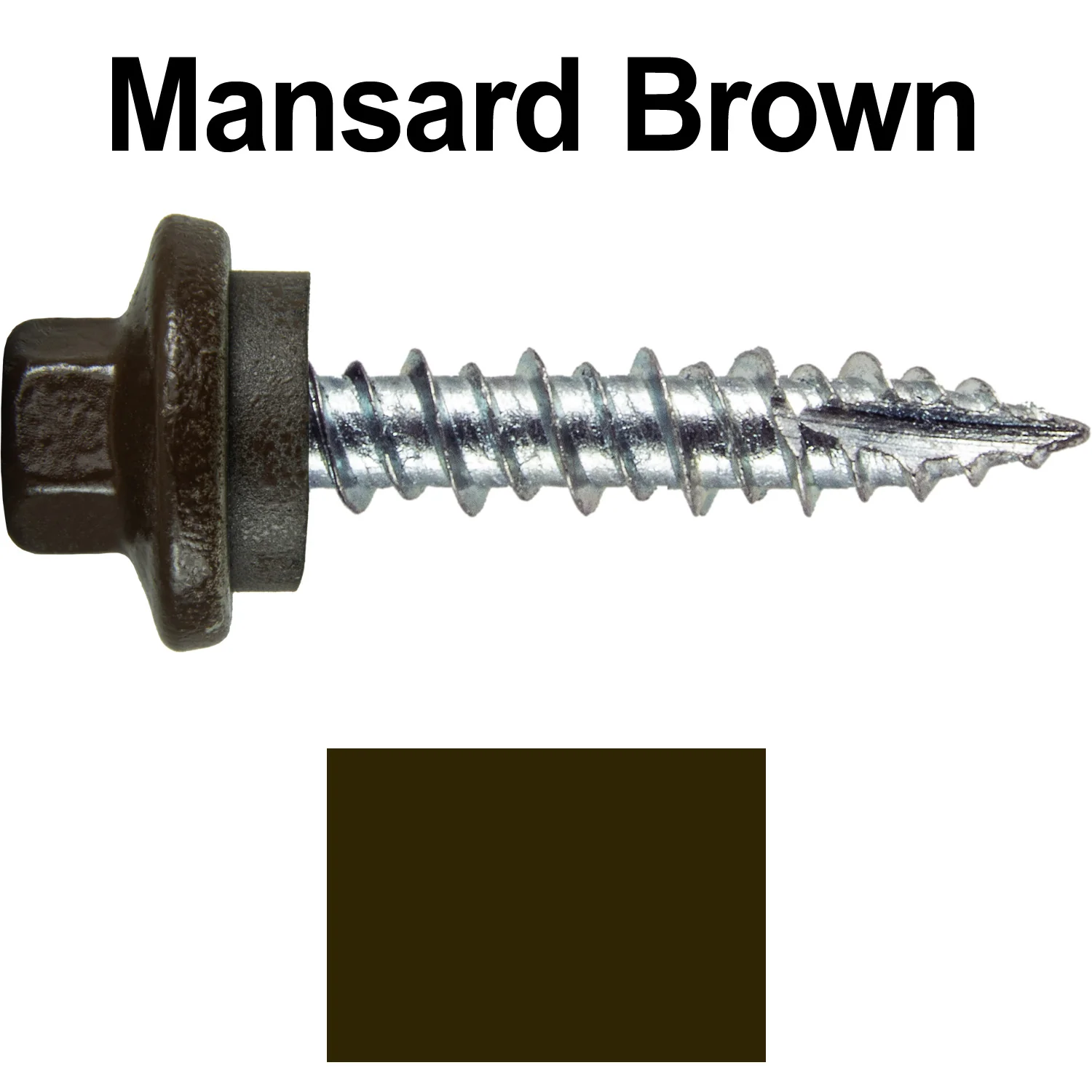 10 x 1" - STAINLESS HEX / ZINC Sheet Metal Roof Screw. Self starting metal to wood siding screws. EPDM washer. Colored head. - Image 34