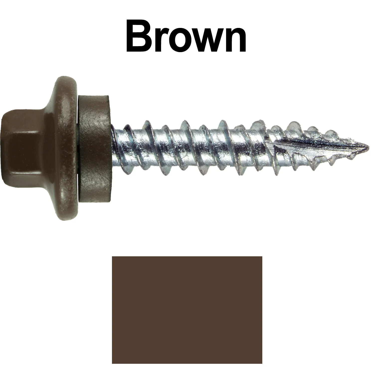 10 x 1" - STAINLESS HEX / ZINC Sheet Metal Roof Screw. Self starting metal to wood siding screws. EPDM washer. Colored head. - Image 57