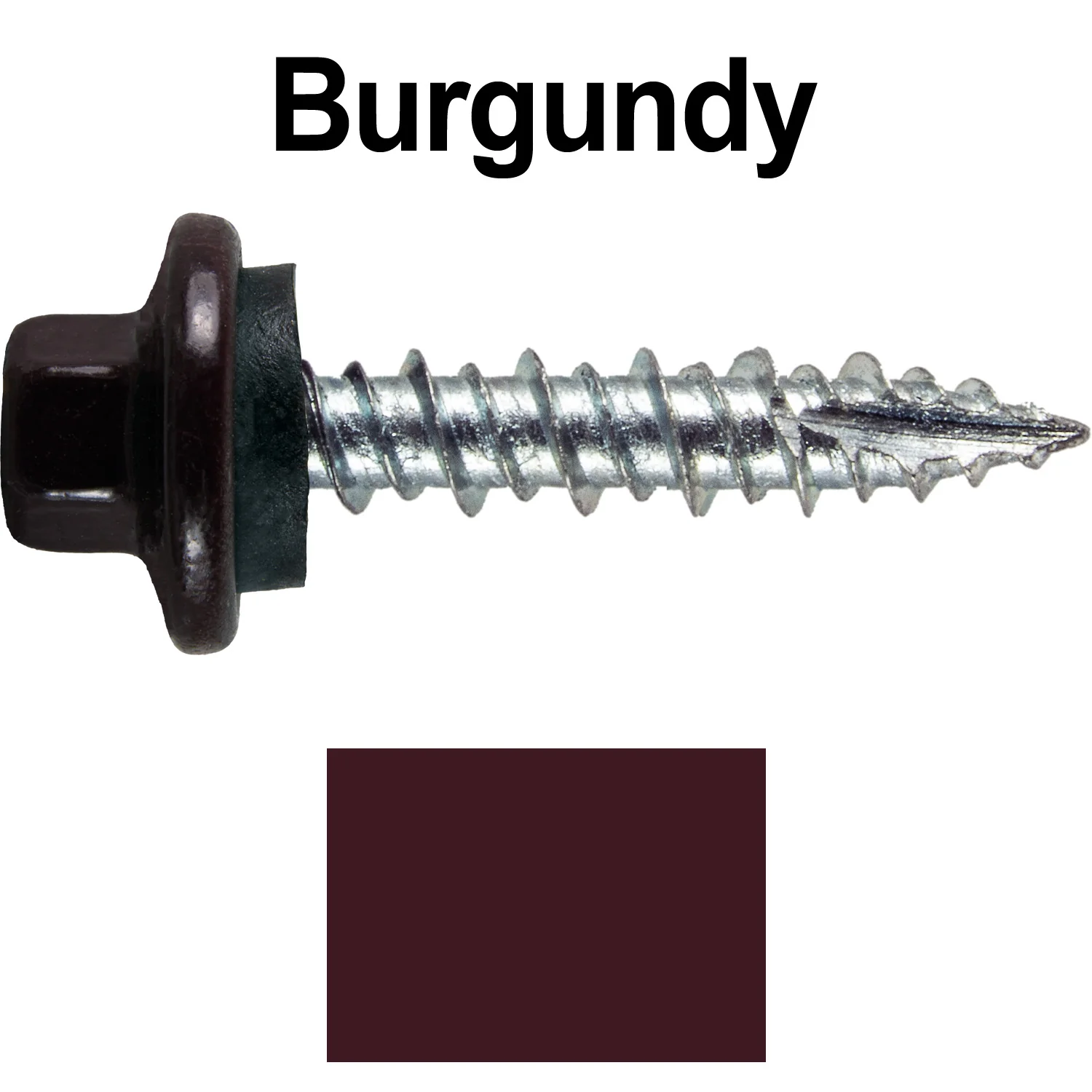 10 x 1" - STAINLESS HEX / ZINC Sheet Metal Roof Screw. Self starting metal to wood siding screws. EPDM washer. Colored head. - Image 62