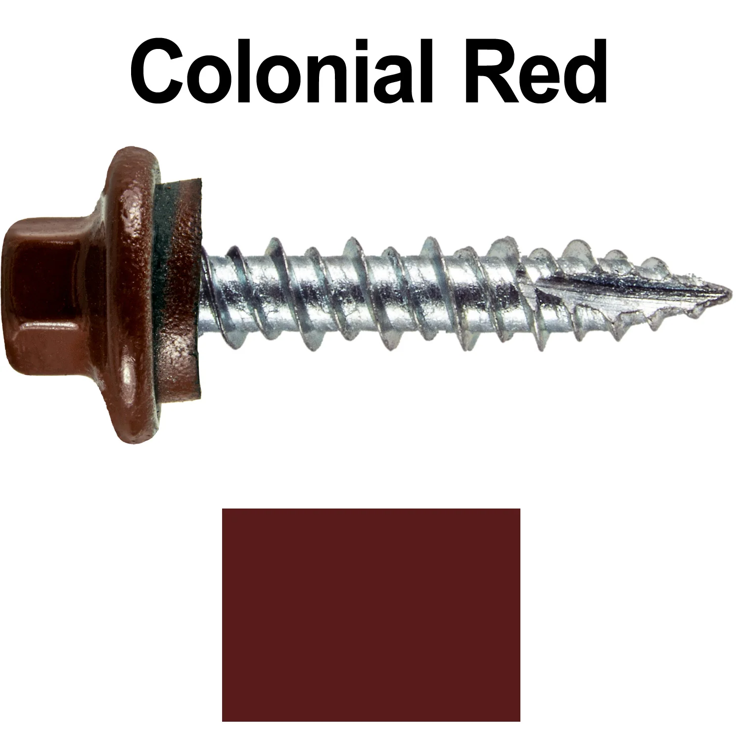 10 x 1" - STAINLESS HEX / ZINC Sheet Metal Roof Screw. Self starting metal to wood siding screws. EPDM washer. Colored head. - Image 67