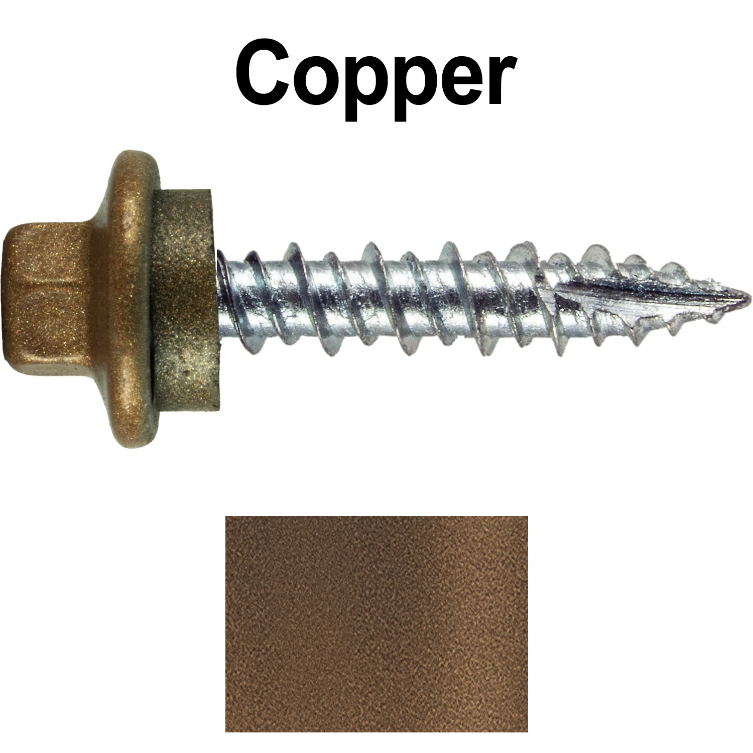 10 x 1" - STAINLESS HEX / ZINC Sheet Metal Roof Screw. Self starting metal to wood siding screws. EPDM washer. Colored head. - Image 69