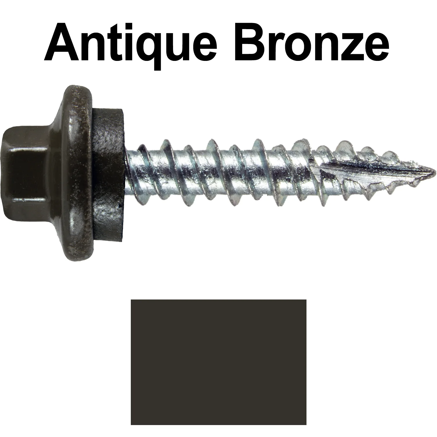 10 x 1" - STAINLESS HEX / ZINC Sheet Metal Roof Screw. Self starting metal to wood siding screws. EPDM washer. Colored head. - Image 7