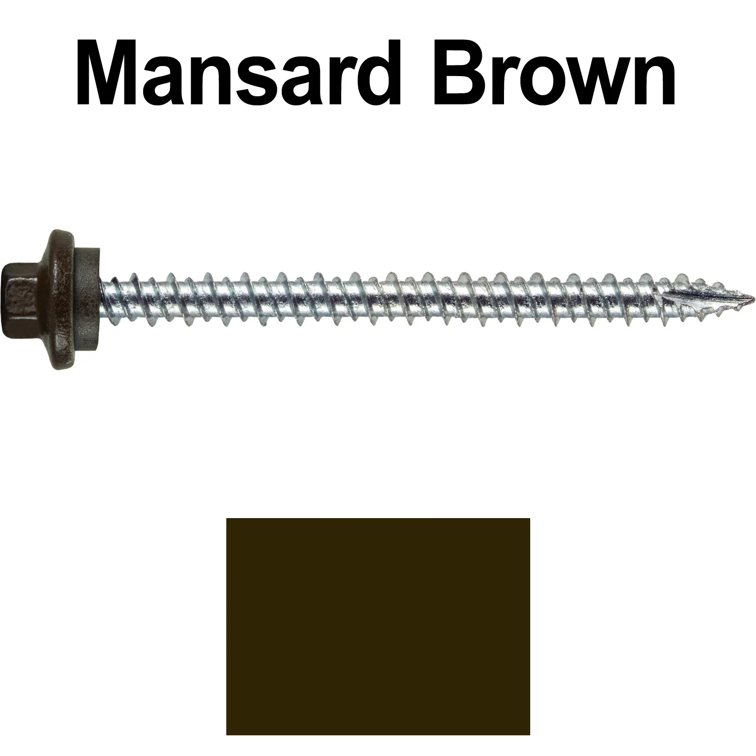 10 x 2-1/2” - STAINLESS HEX / ZINC Sheet Metal Roof Screw. Self starting metal to wood siding screws. EPDM washer. Colored head. - Image 106