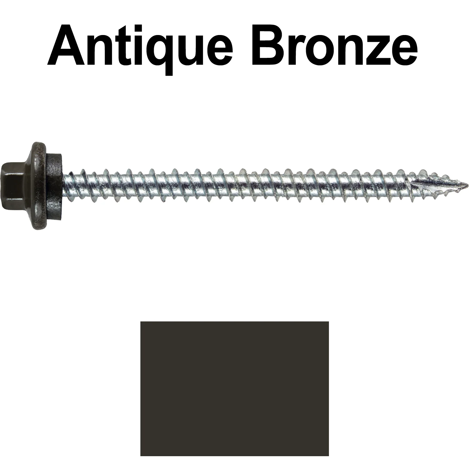 10 x 2-1/2” - STAINLESS HEX / ZINC Sheet Metal Roof Screw. Self starting metal to wood siding screws. EPDM washer. Colored head. - Image 50