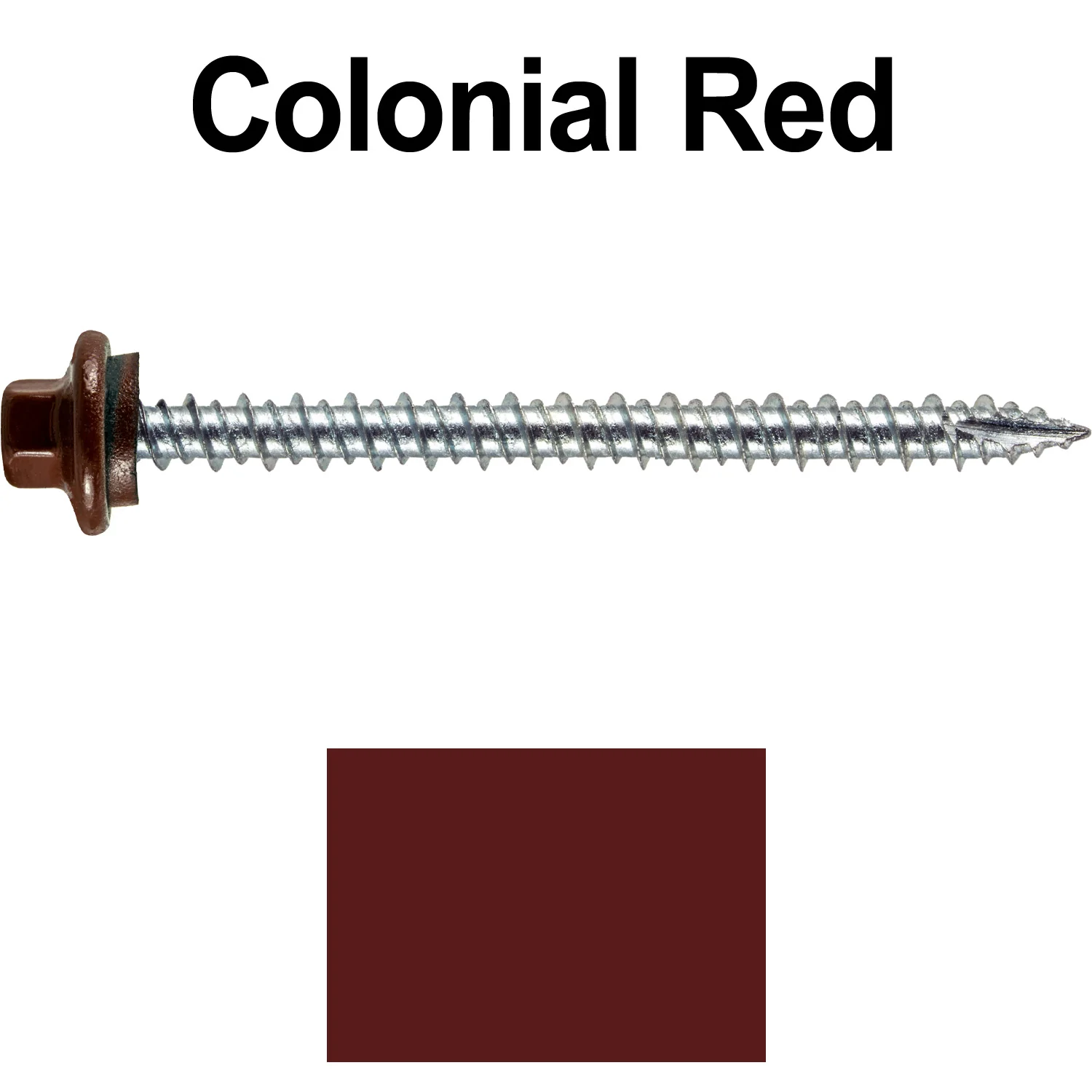 10 x 2-1/2” - STAINLESS HEX / ZINC Sheet Metal Roof Screw. Self starting metal to wood siding screws. EPDM washer. Colored head. - Image 70