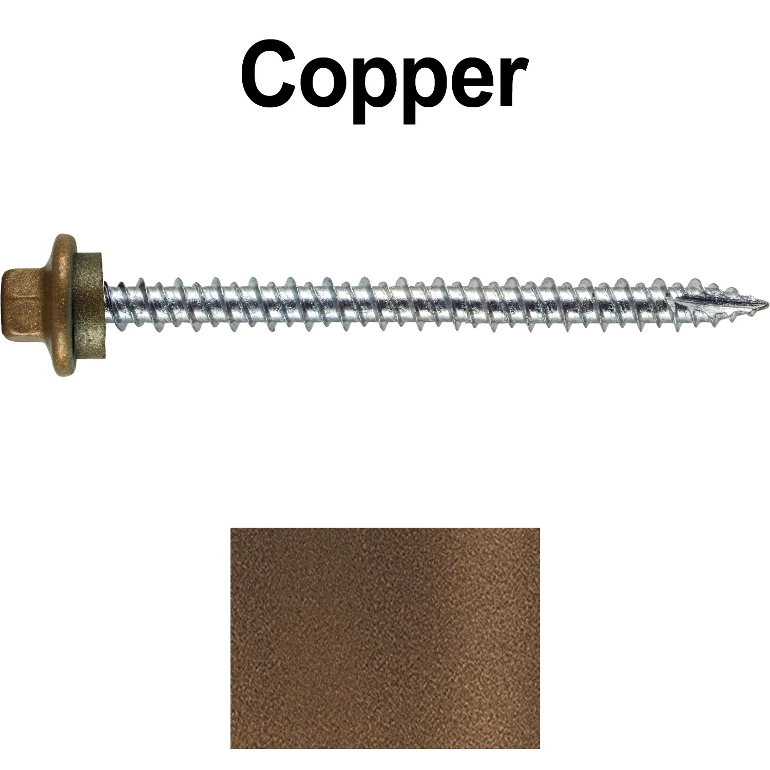 10 x 2-1/2” - STAINLESS HEX / ZINC Sheet Metal Roof Screw. Self starting metal to wood siding screws. EPDM washer. Colored head. - Image 71