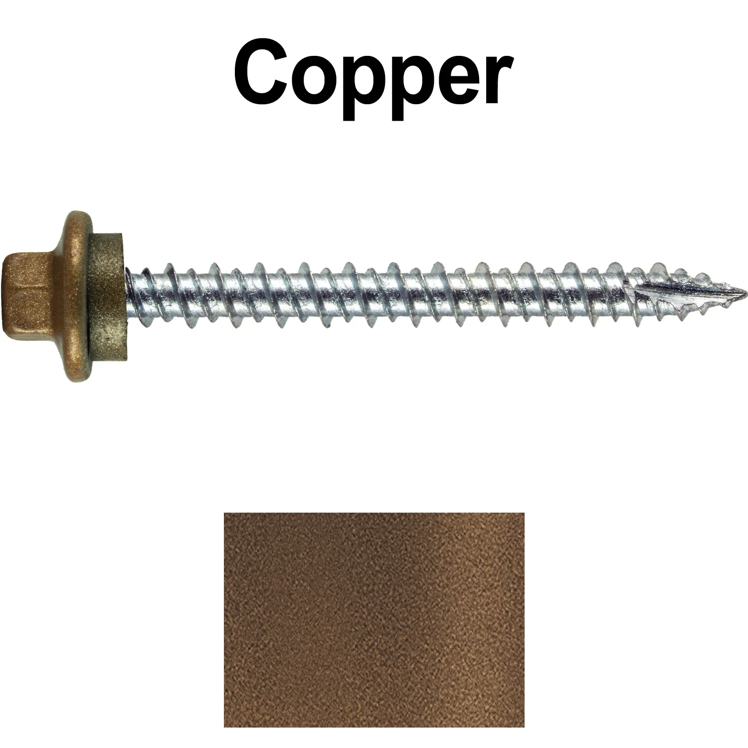 10 x 2” - STAINLESS HEX / ZINC Sheet Metal Roof Screw. Self starting metal to wood siding screws. EPDM washer. Colored head. - Image 72