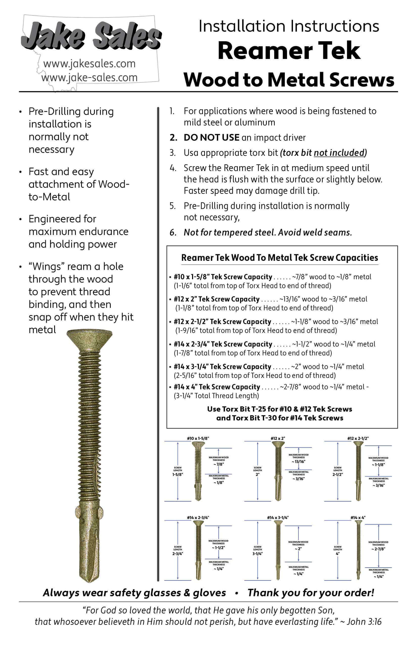 Reamer Tek Torx/Star Head Self-Drilling Wood to Metal Screws - for Flatbeds, Trailers or Fastening Wood to Steel - Image 6