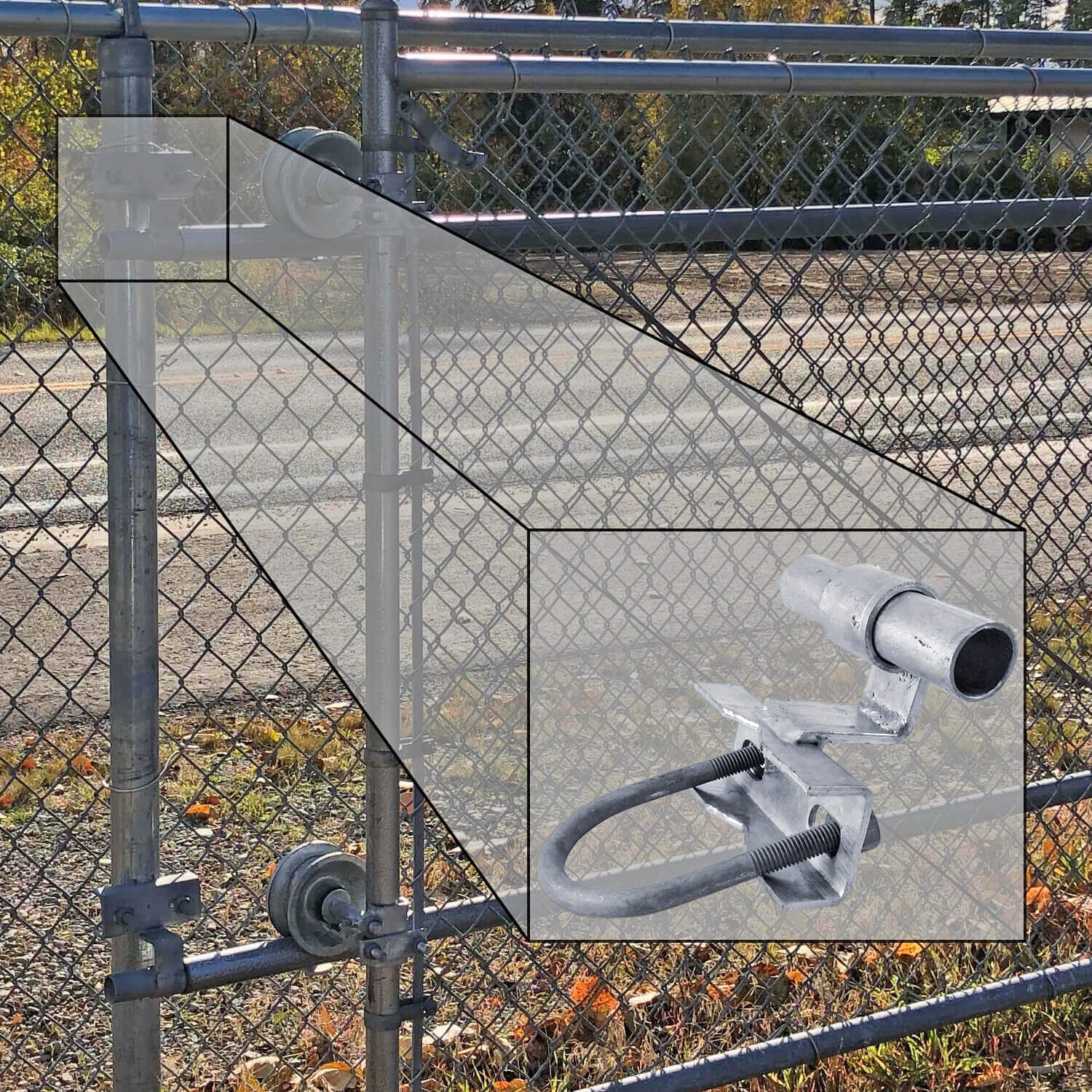 ROLLING/SLIDING GATE TRACK BRACKET: for 1-5/8" Track Rail and 1-5/8" to 2-7/8" Fence Post - Image 3