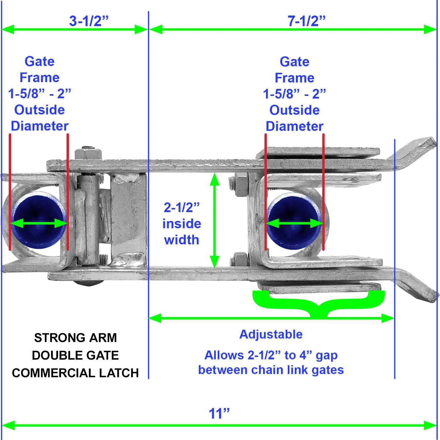 Strong Arm Double Gate Latch - GALVANIZED - Latches Two Gates Together without the Need of a Drop Rod - Image 4