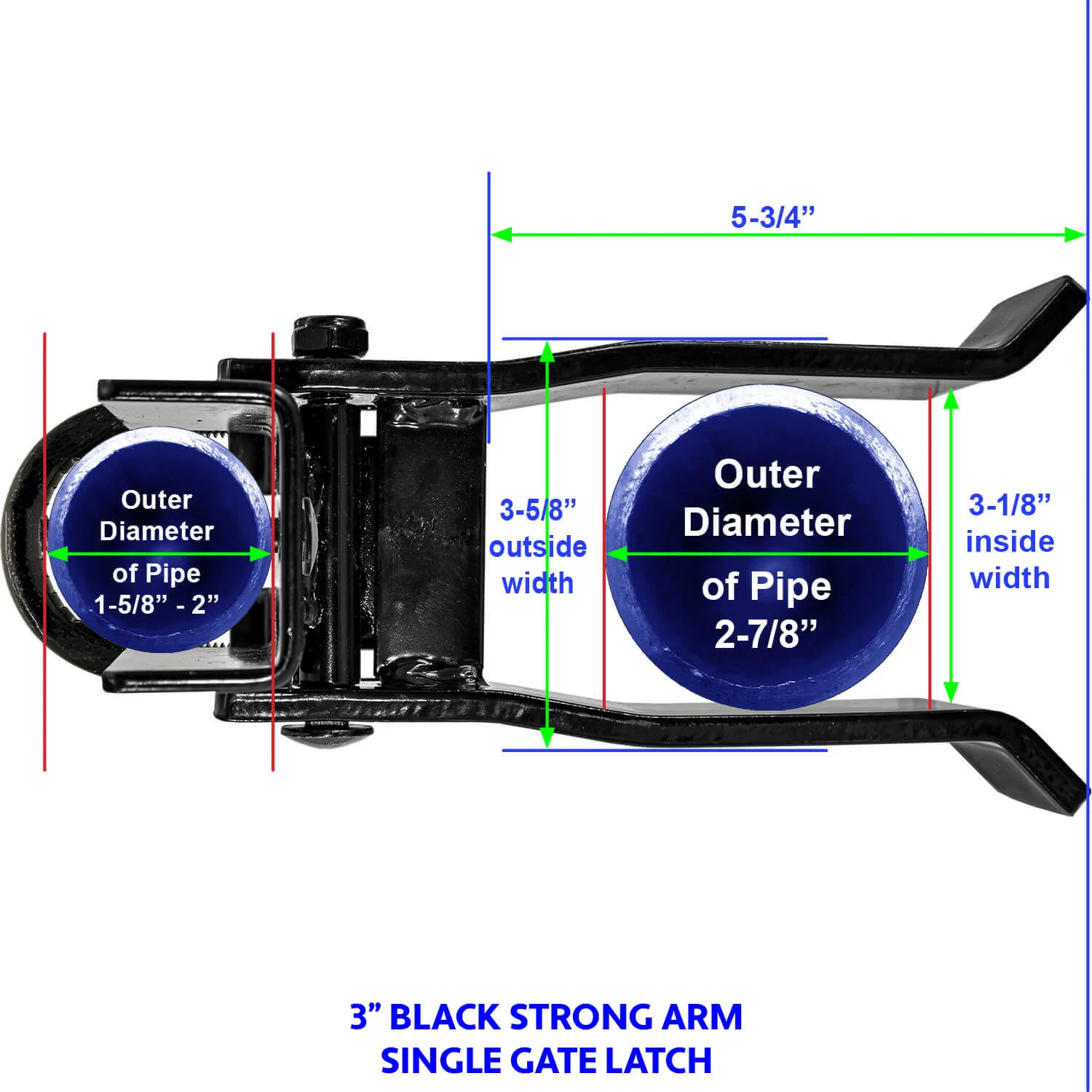 Strong Arm Single Gate Latch - Black - Image 4