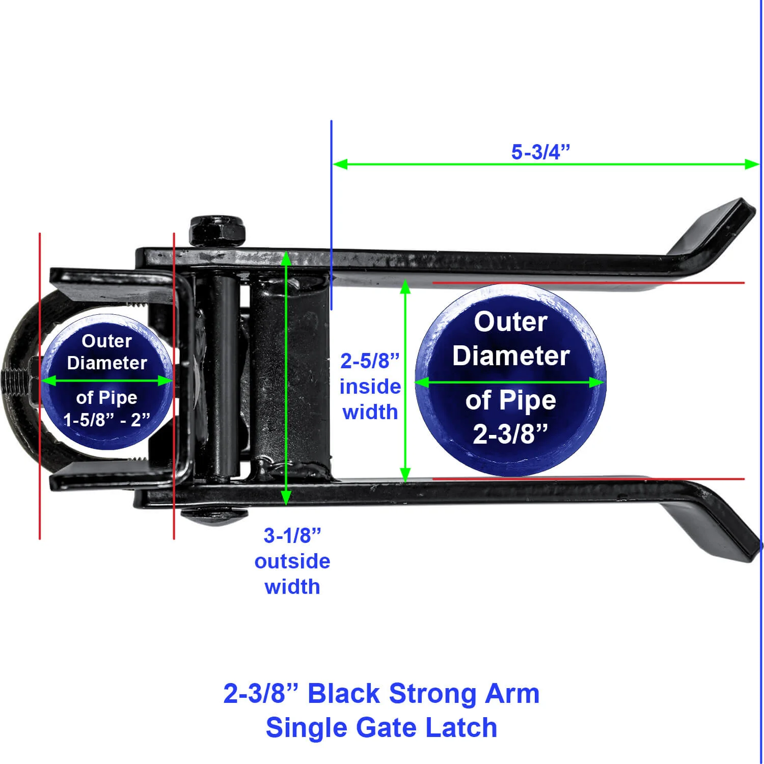 Strong Arm Single Gate Latch - Black - Image 7