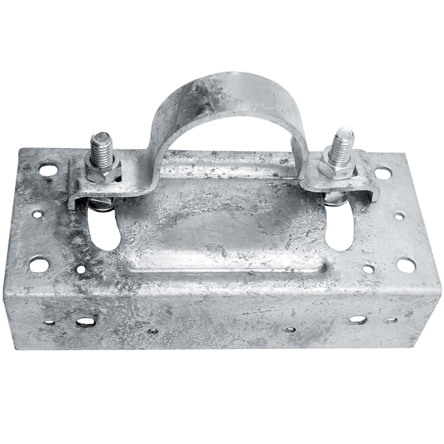WOOD FENCE TO ROUND STEEL POST PANEL ATTACHMENT ADAPTER BRACKET: For attaching wood fence to round steel fence posts. Adjustable clamp. Made of galvanized steel to prevent rusting - Image 5